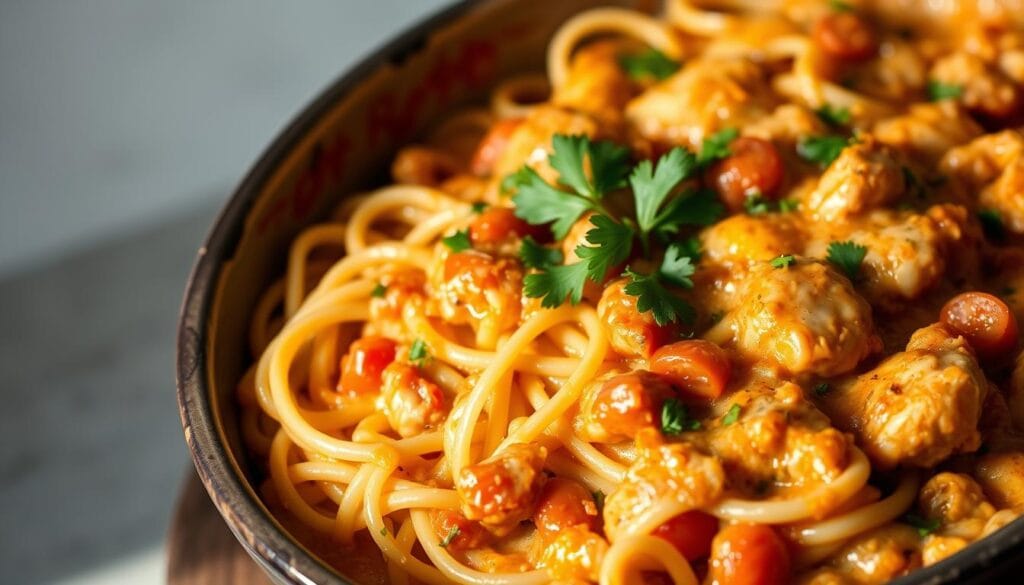 Creamy Chicken Spaghetti with Rotel – Easy & Cheesy!