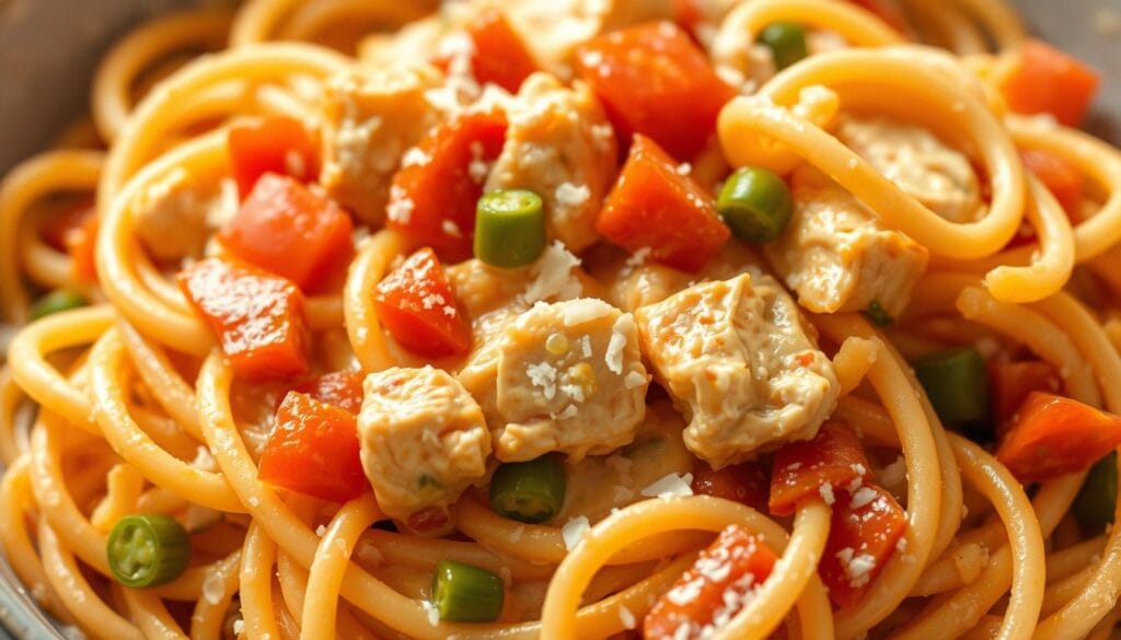 creamy rotel chicken spaghetti creamy rotel chicken spaghetti