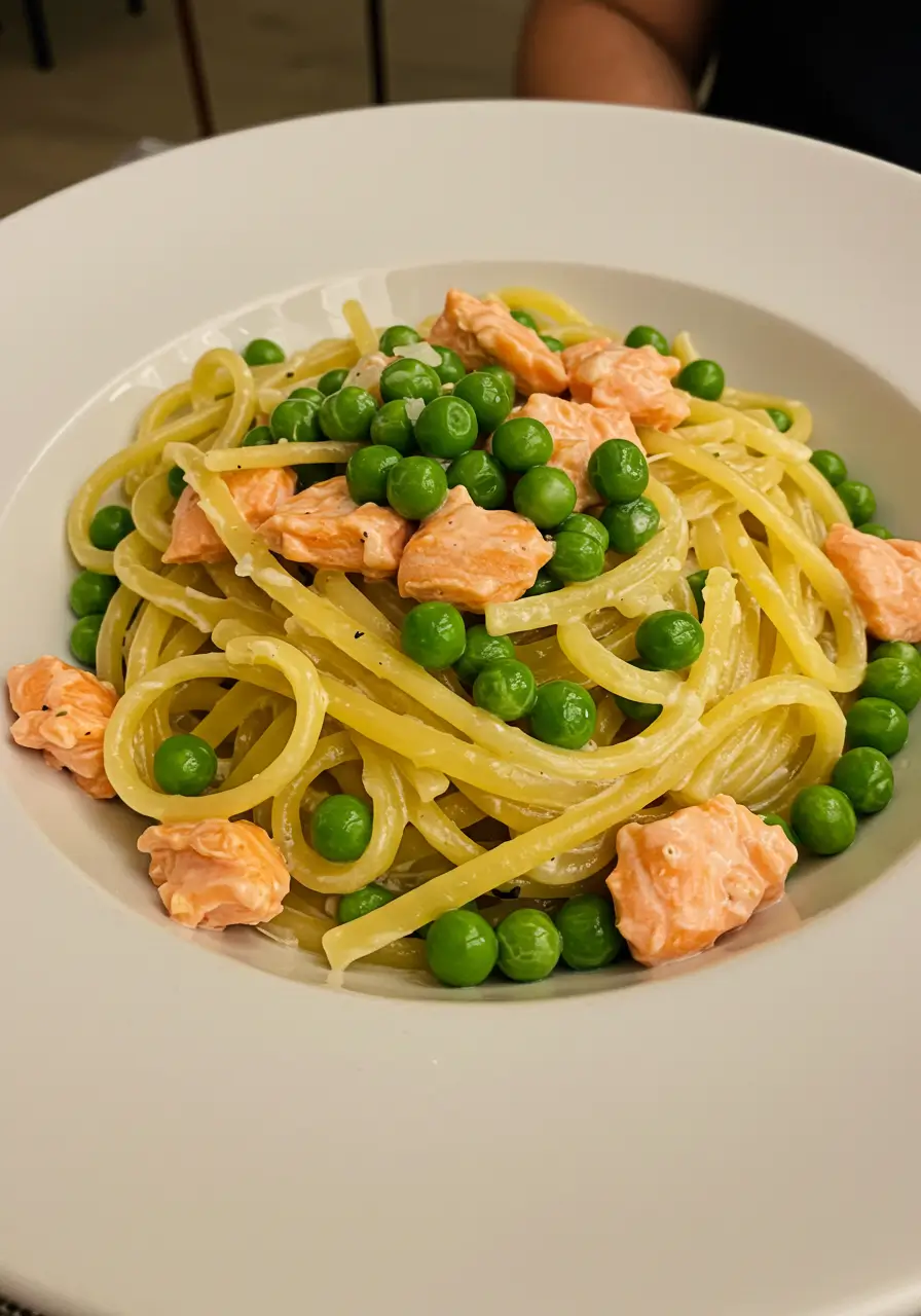 Pasta With Salmon Peas