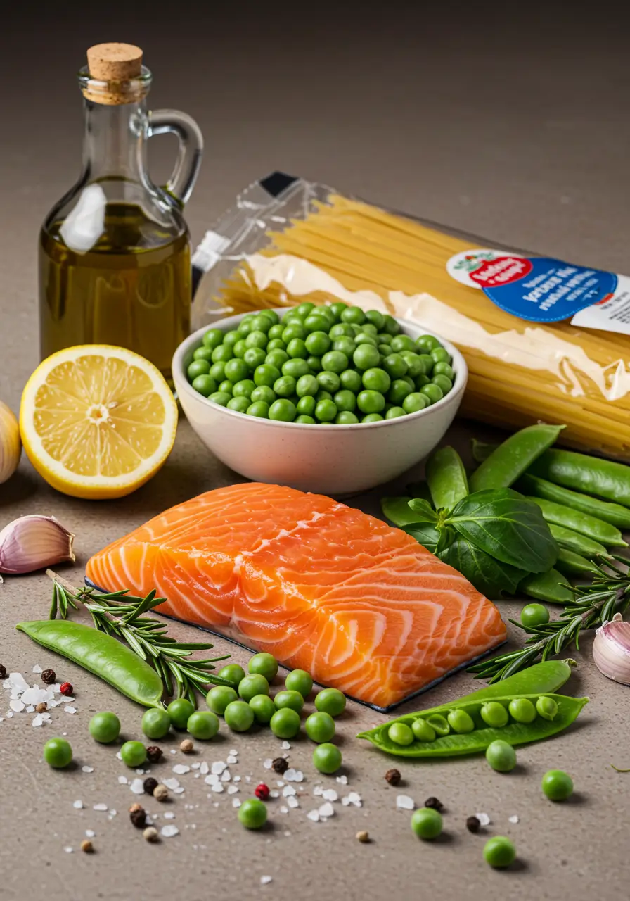 Pasta With Salmon Peas