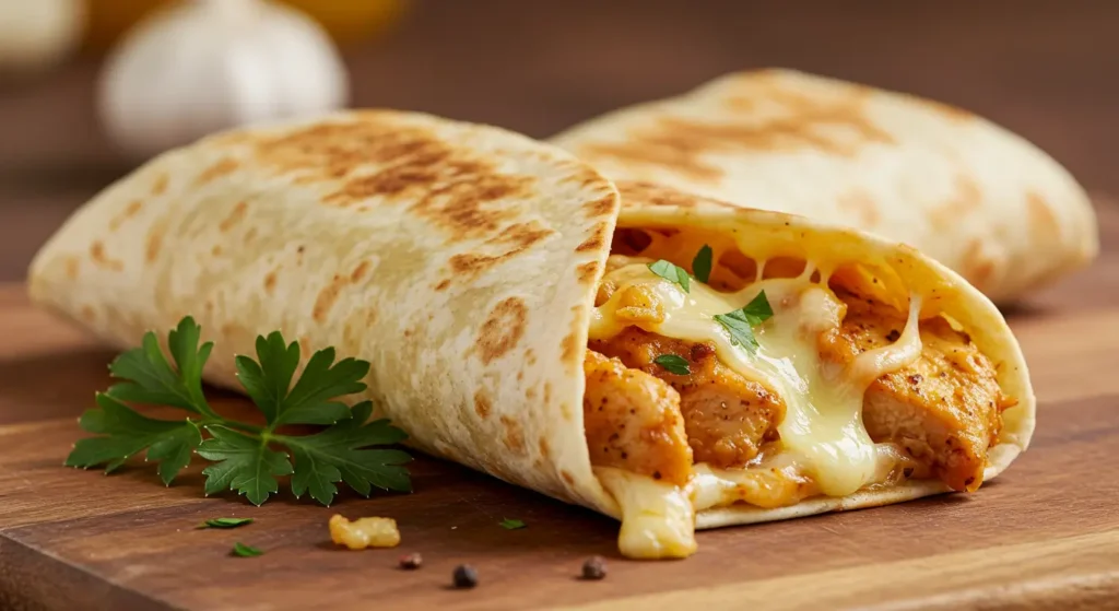 Cheesy Garlic Chicken Wraps