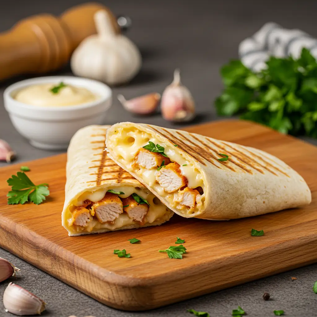 Cheesy Garlic Chicken Wraps
