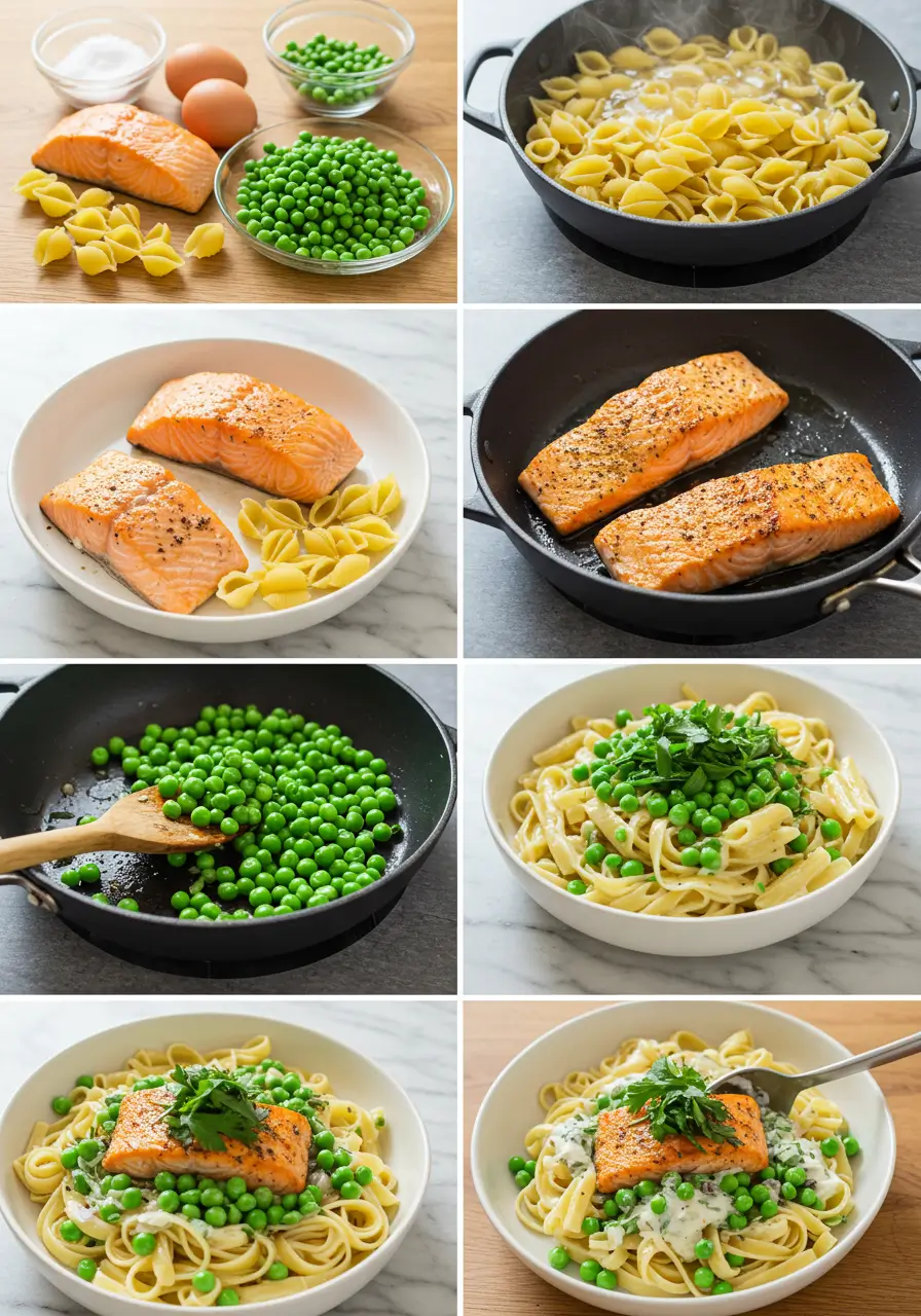 Pasta With Salmon Peas